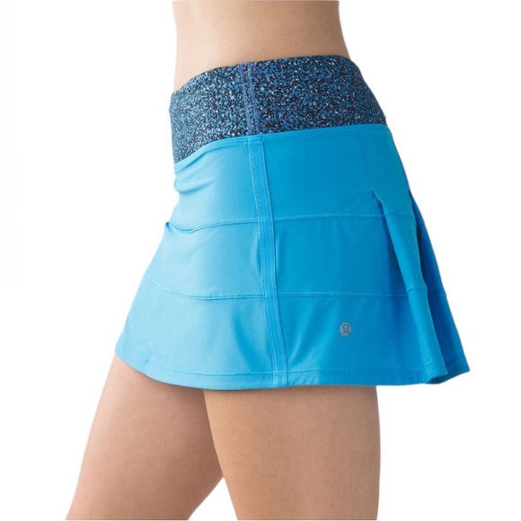 lululemon athletica Dresses & Skirts - Lululemon Pace Rival Skirt 4 Way Stretch Kayak Blue Flash Back Size 10